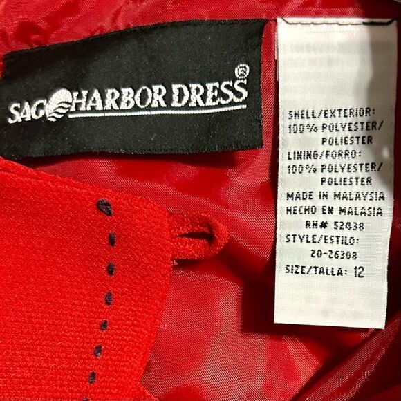 Vintage Sag Harbor Suit 2 Piece Red Matching Jacket & Midi Dress Size 12 New Tag - Picture 10 of 13